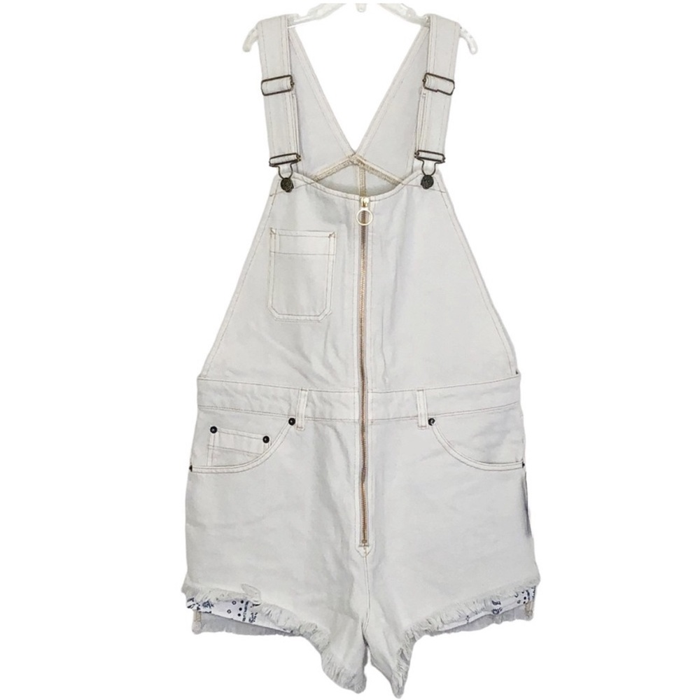 Free People White Denim Sunkissed Overalls size 8